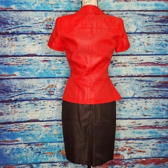 𝅺LINDA Allard Ellen Tracy Red & Black Career Suit - Picture 3 of 7